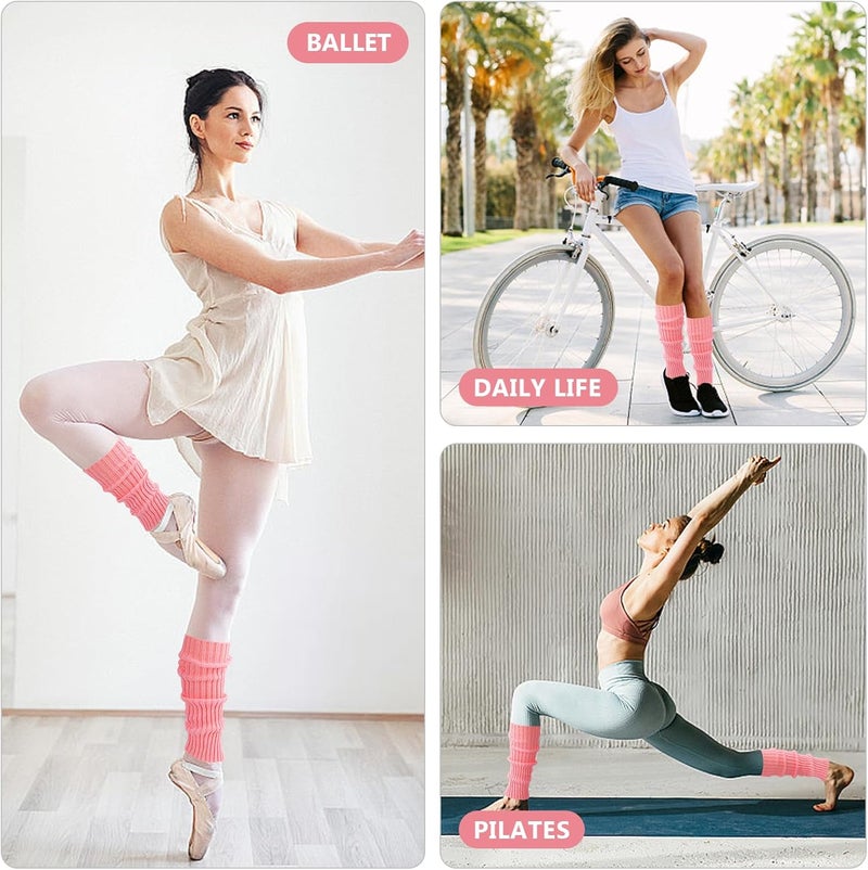 Junely Leg Warmers for Women 80s Cable Knit Leg Warmer for Ballet Dance Figure Skating Yoga Party Junior Neon Long Socks - Image 4